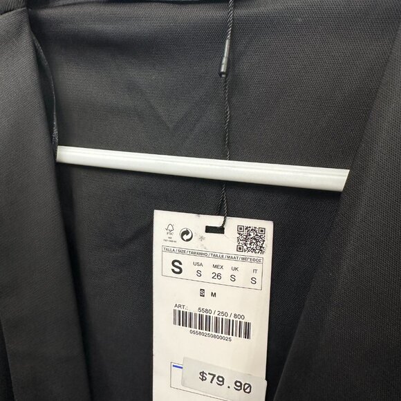 BNWT Zara Long Black Dress Coat Vest like Aritzia All Saints Size S - Picture 2 of 7